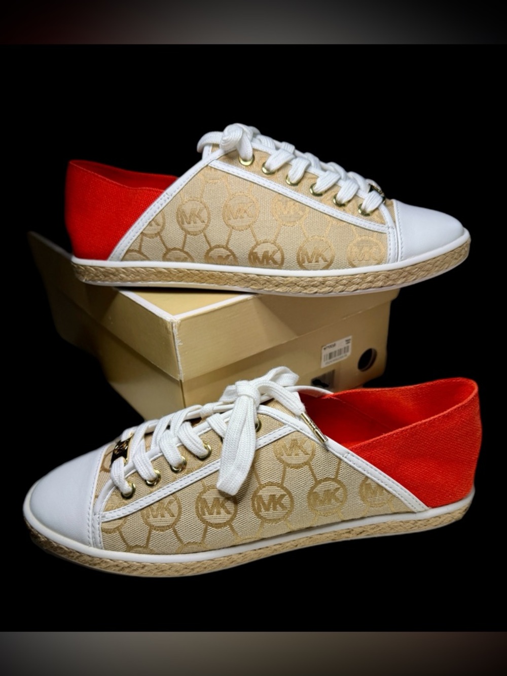 Michael Kors Kristy Slide Espadrille Sneakers 9.5 Womens MK Logo Jaquard/Mand - Picture 3 of 15